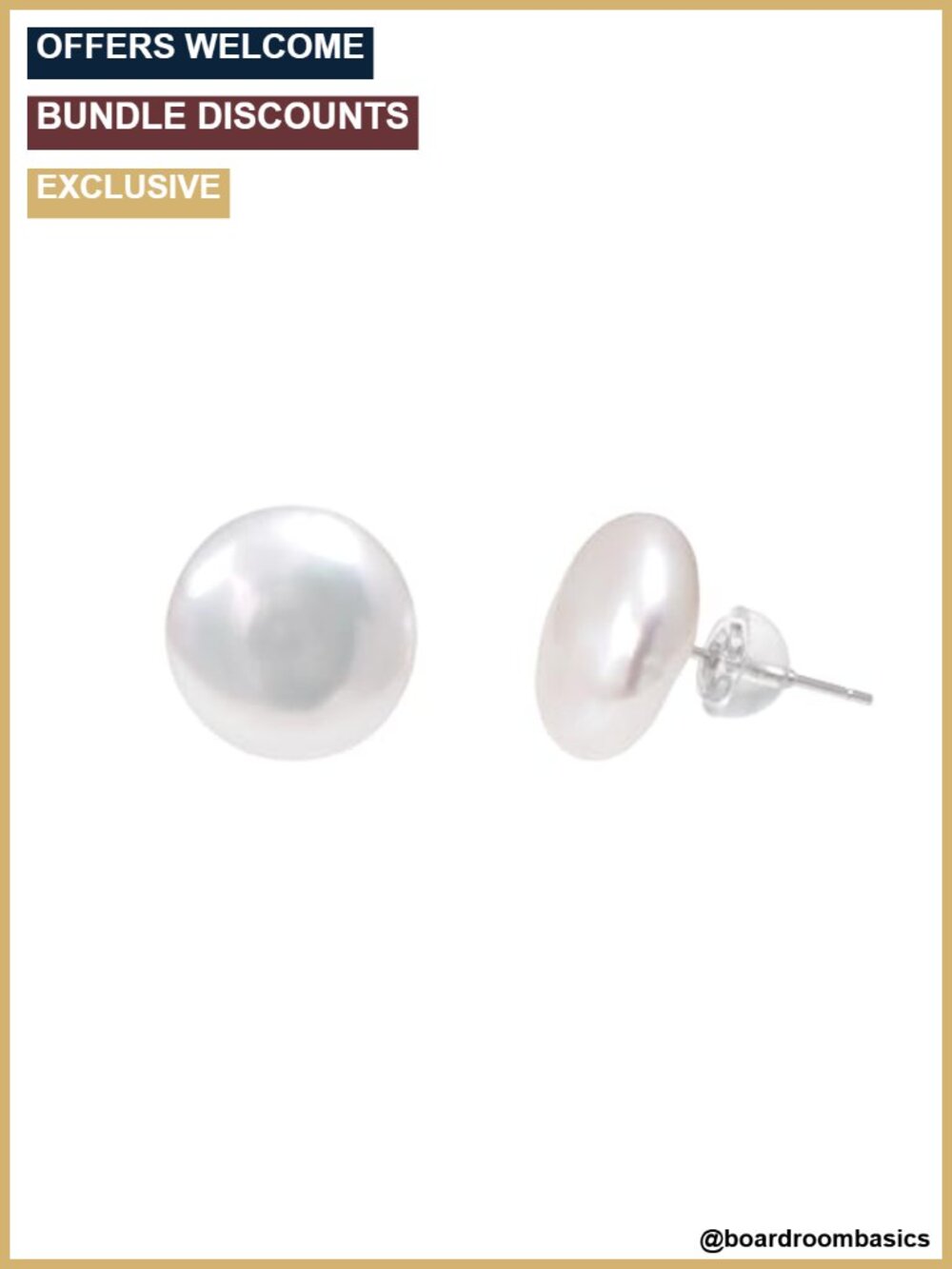 Large Freshwater Button Pearl Stud Earrings for Women Sterling Silver Posts